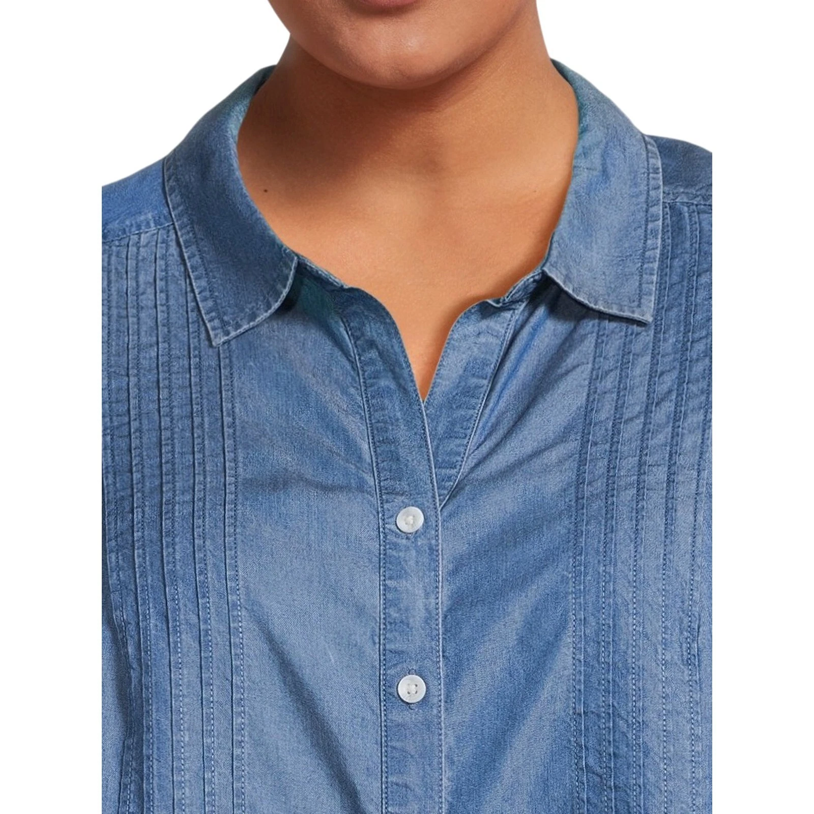 Terra & Sky Women's Plus Size Sleeveless Camp Shirt