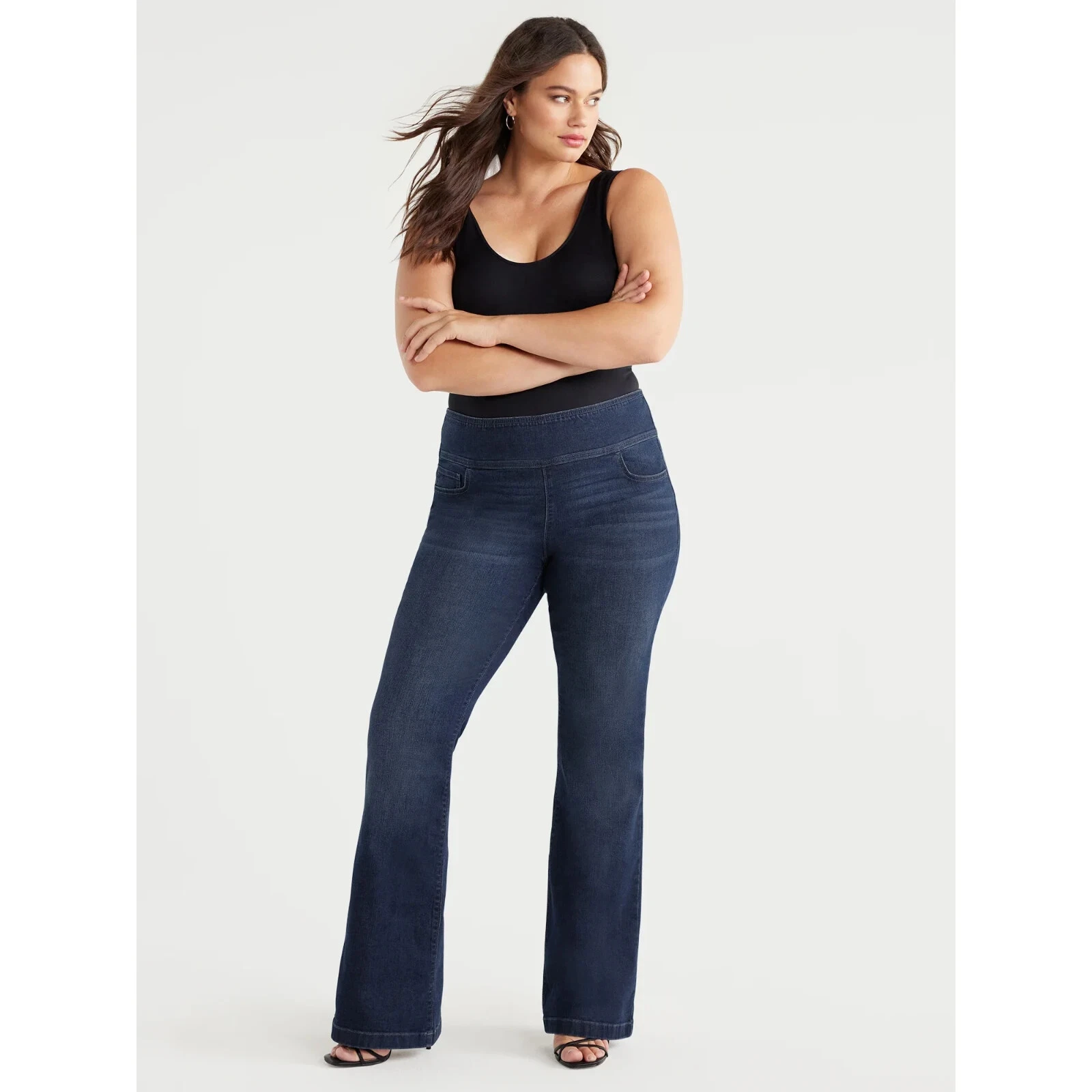 Sofia Jeans Women's Plus Size Melisa Flare High Rise Pull On Jeans, Size 4