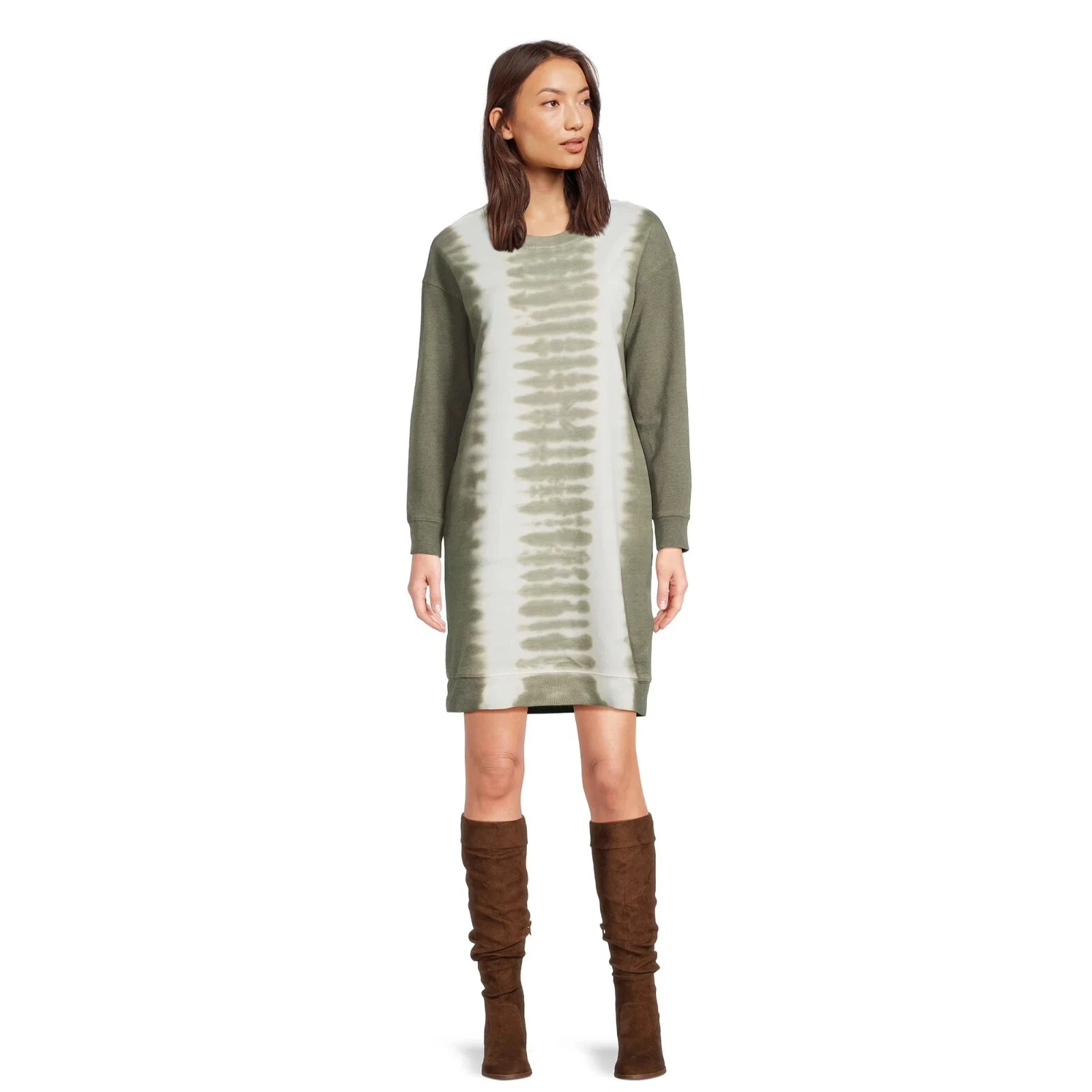 Time and Tru Women's Garment Wash Sweatshirt Dress, Size S