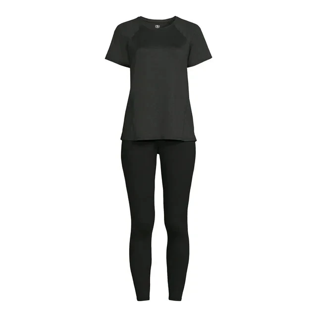 Athletic Works Women's Active T-Shirt and Leggings Set, 2-Piece