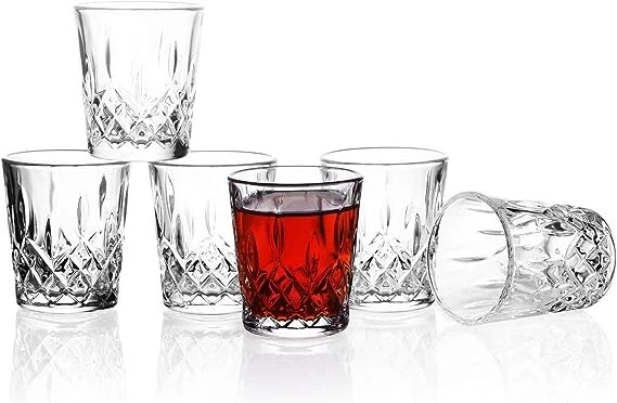 6 Shot Glasses Set – 2oz Sublimation Crystal Whiskey Shot Glasses for Bar & Restaurant